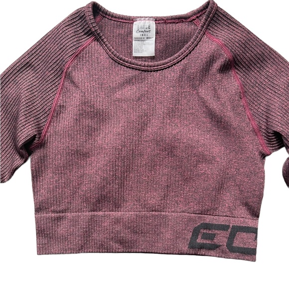 ECHT Apparel Arise SeriesCropped Top Long Sleeves + Ribbed Leggins Marron Small - Picture 3 of 12